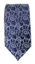 Navy Swirl London Silk Tie by Van Buck