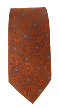 Orange Textured Self Pattern Paisley with Floral Motif London Silk Tie by Van Buck