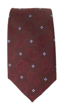 Wine Textured Self Pattern Paisley with Floral Motif London Silk Tie by Van Buck