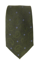 Green Textured Self Pattern Paisley with Floral Motif London Silk Tie by Van Buck