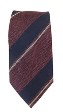 Navy Wine Stripe Red Label Silk Tie by Van Buck