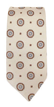 Beige Large Floral Medallion Red Label Silk Tie by Van Buck