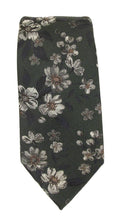 Green Achromatic Flowers Red Label Silk Tie by Van Buck