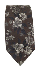 Brown Achromatic Flowers Red Label Silk Tie by Van Buck