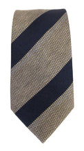 Navy Beige Stripe Red Label Silk Tie by Van Buck