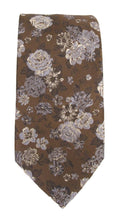Brown Blue Floral London Silk Tie by Van Buck