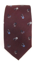 Wine Neat Chequered Flower Red Label Silk Tie by Van Buck