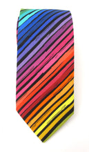 Black Rainbow Stripe Novelty Cotton Tie by Van Buck
