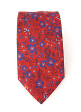 Red & Blue Floral Patterned Tie by Van Buck
