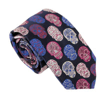Limited Edition Navy & Cerise Skull Silk Tie by Van Buck