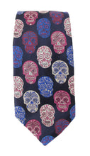 Limited Edition Navy & Cerise Skull Silk Tie by Van Buck