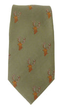 Green Stag Head Country Silk Tie