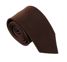 Conker Brown Satin Wedding Tie and Pocket Square Set by Van Buck