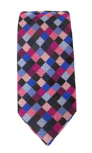Pink & Blue Square Red Label Silk Tie by Van Buck