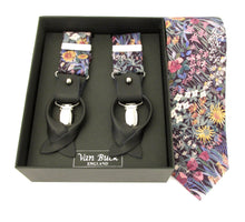 Faria Purple Tie & Trouser Braces Set Made with Liberty Fabric