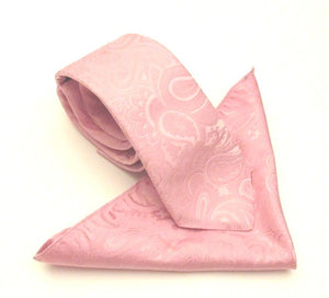 Rose Pink Paisley Silk Tie & Pocket Square Set by Van Buck