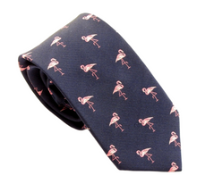 Pink Flamingo Motif Silk Tie by Van Buck