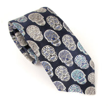Van Buck Limited Edition Navy & White Skull Silk Tie & Multi Skull Socks Gift Set