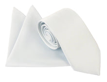 Ice Blue Satin Wedding Tie and Pocket Square Set By Van Buck