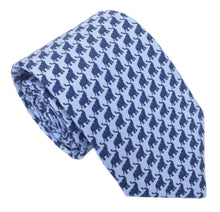 Italian Printed Silk Blue & Navy Elephant Tie