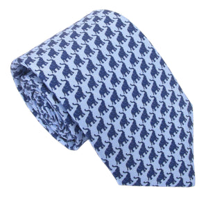 Italian Printed Silk Blue & Navy Elephant Tie