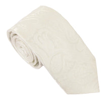 Ivory Paisley Silk Wedding Tie by Van Buck