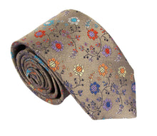 Limited Edition Bronze Floral Vine Silk Tie by Van Buck Made In England