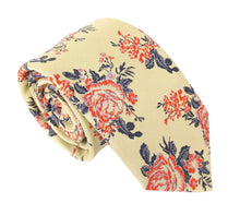 Lemon & Red Rose Floral Tie by Van Buck