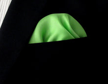 Lime Green Plain Silk Pocket Square by Van Buck