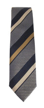 Navy Beige Weave Stripe Red Label Silk Tie by Van Buck