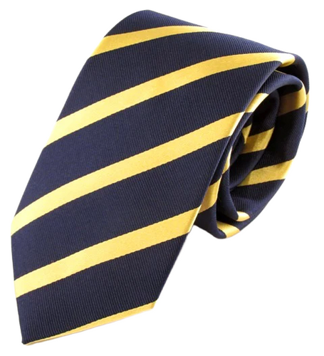 Striped Navy With Gold Silk Tie