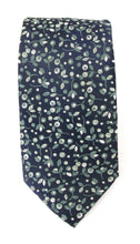 Navy Green Berries London Silk Tie by Van Buck