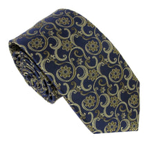 Navy Green Swirl London Silk Tie by Van Buck