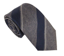 Navy Grey Stripe Red Label Silk Tie by Van Buck