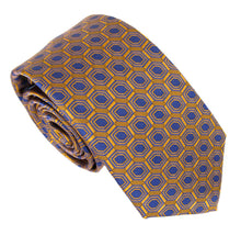 Navy Orange Hexagons London Silk Tie by Van Buck