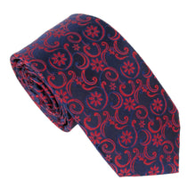 Navy Red Swirl London Silk Tie by Van Buck