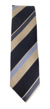 Navy Sky Beige Weave Stripe Red Label Silk Tie by Van Buck