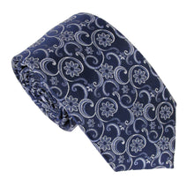 Navy Swirl London Silk Tie by Van Buck