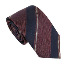 Navy Wine Stripe Red Label Silk Tie by Van Buck