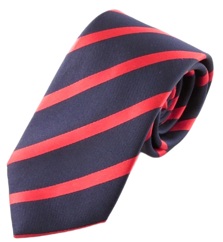 Striped Navy With Red Silk Tie