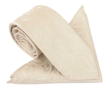 Champagne Paisley Silk Tie & Pocket Square Set by Van Buck
