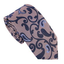 Pink Navy Paisley Vine Textured Red Label Silk Tie by Van Buck