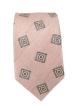 Pink Square Medallion Linen Weave Red Label Silk Tie