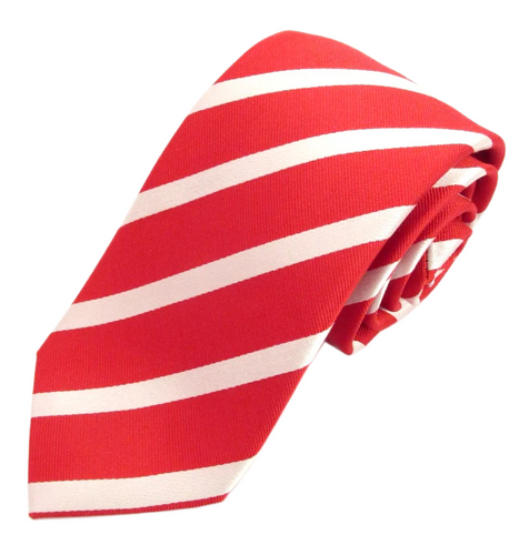 Striped Red With White Silk Tie