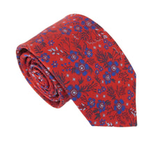 Red & Blue Floral Patterned Tie by Van Buck