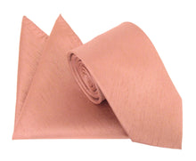 Rust Slub Plain Tie and Pocket Square Set by Van Buck