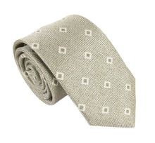 Sage Green Square Dot Linen Weave Red Label Silk Tie