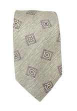 Sage Green Square Medallion Linen Weave Red Label Silk Tie