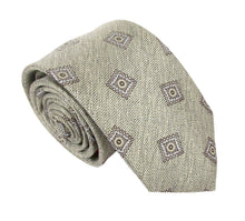 Sage Green Square Medallion Linen Weave Red Label Silk Tie