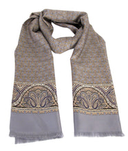 Grey Gold Chain Silk Dress Scarf
